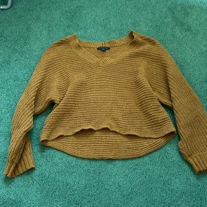 American Eagle women’s mustard yellow chenille cropped sweater size small